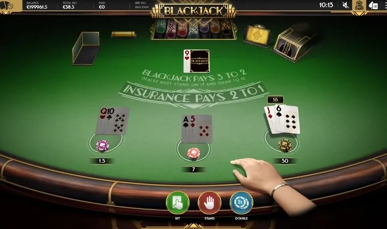 Khám Phá Trò Chơi Blackjack Tại 98WIN: Bí Kíp Thắng Lớn 2 Giao diện chơi bài Blackjack tại 98WIN